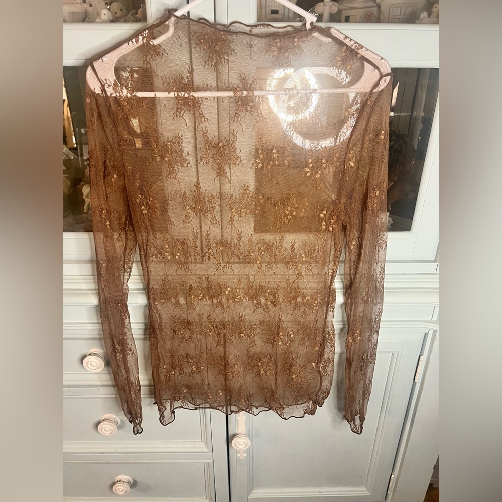 Lace Sheer Tan Top